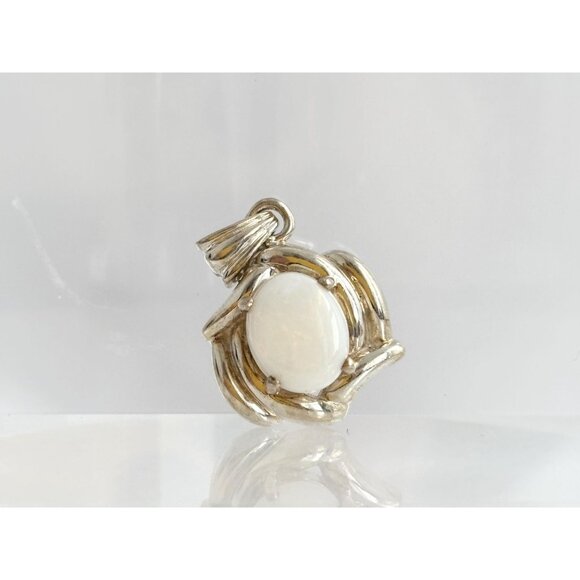 Moonstone Accented Abstract Sterling Silver 925 Vintage Pendant | Charm - Picture 7 of 9